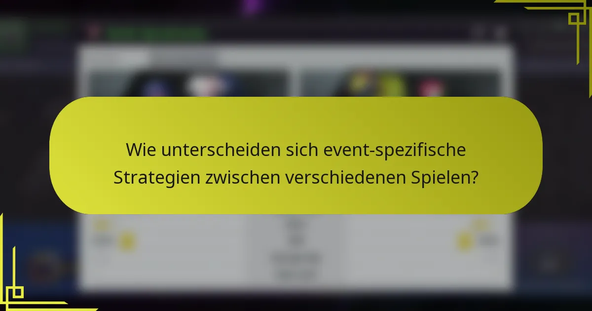 Wie unterscheiden sich event-spezifische Strategien zwischen verschiedenen Spielen?
